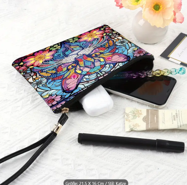 Diamond Painting Geldbörse 5D Katzenmalerei Handtasche